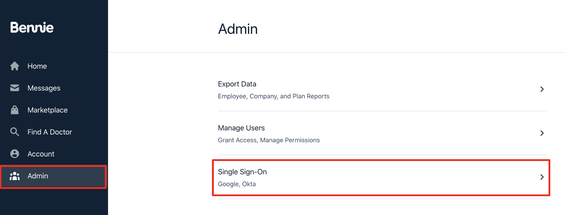 SAML Single Sign-On (SSO) Set-Up – Bennie